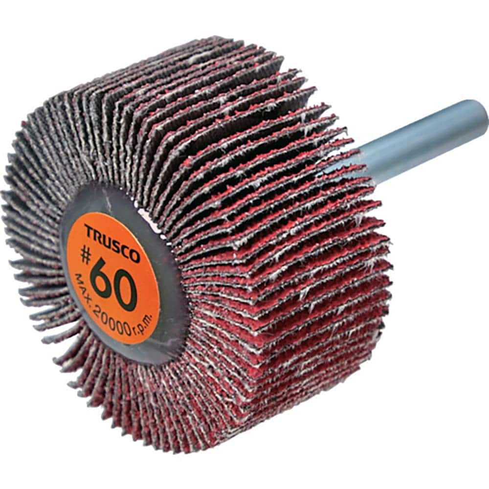 ＴＲＵＳＣＯ　セラミックフラップホイール　軸径６ｍｍ　＃６０　外径５０×幅２５×軸長４０　（５個入＿