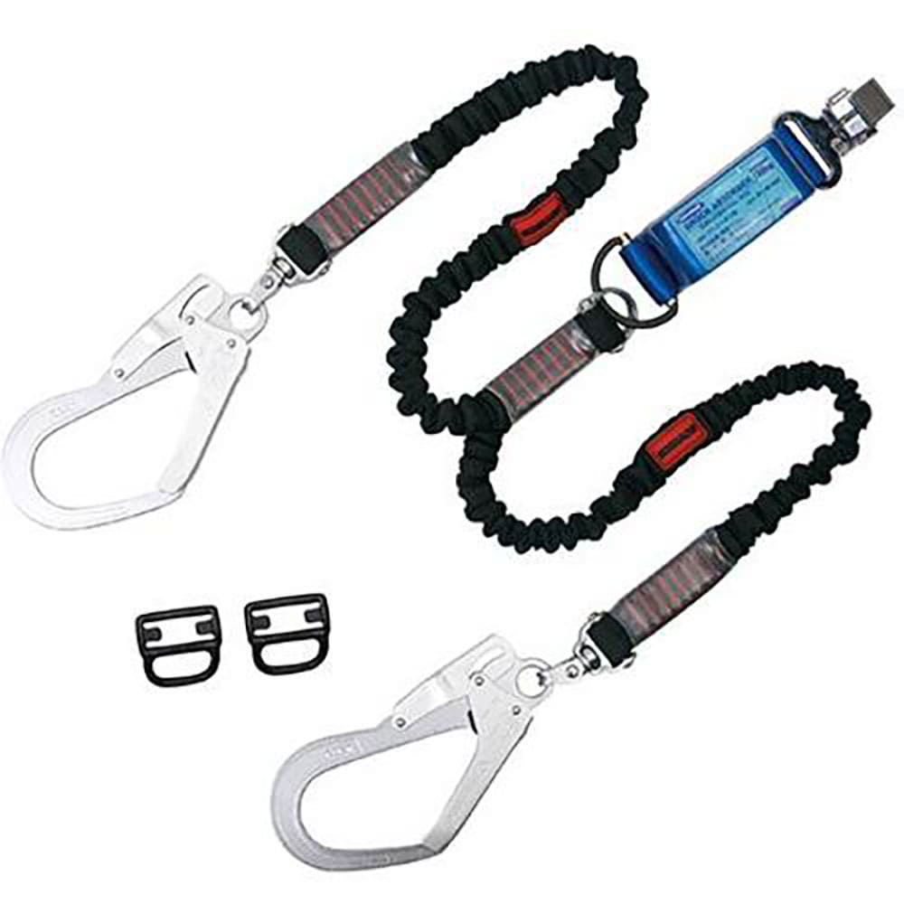 TSUYORON フルハーネス用ランヤード ツインランヤード 伸縮式ノビロン(BK)130KG対応_