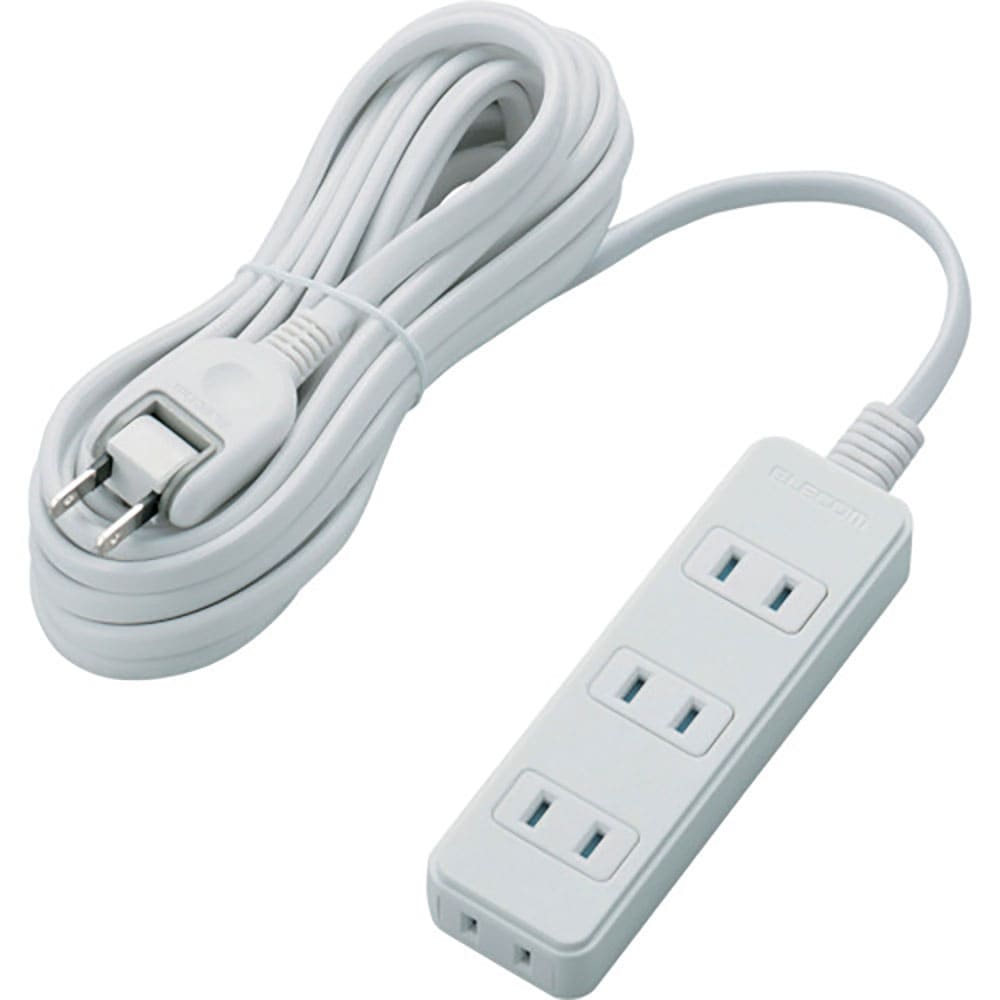 ＥＬＥＣＯＭ　電源タップ（雷ガード・ほこりシャッター）　４個口　５ｍ　ホワイト　Ｔ－ＫＳＴ０２－２＿