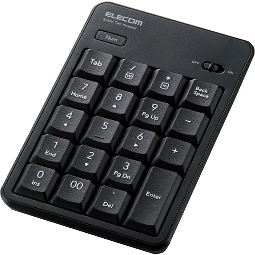 ELECOM テンキーパッド 無線(2.4GHz) 静音設計 抗菌 ブラック TK-TDM022S_