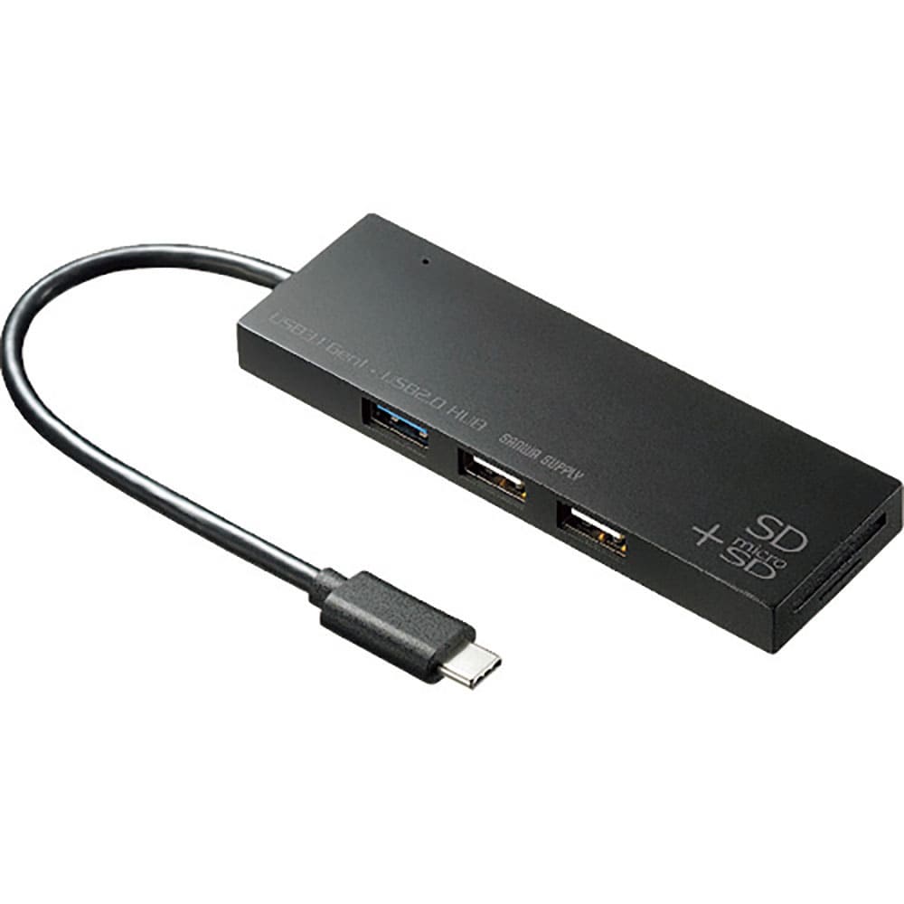 SANWA USB Type Cコンボハブ カードリーダー付き USB-3TCHC16BK_