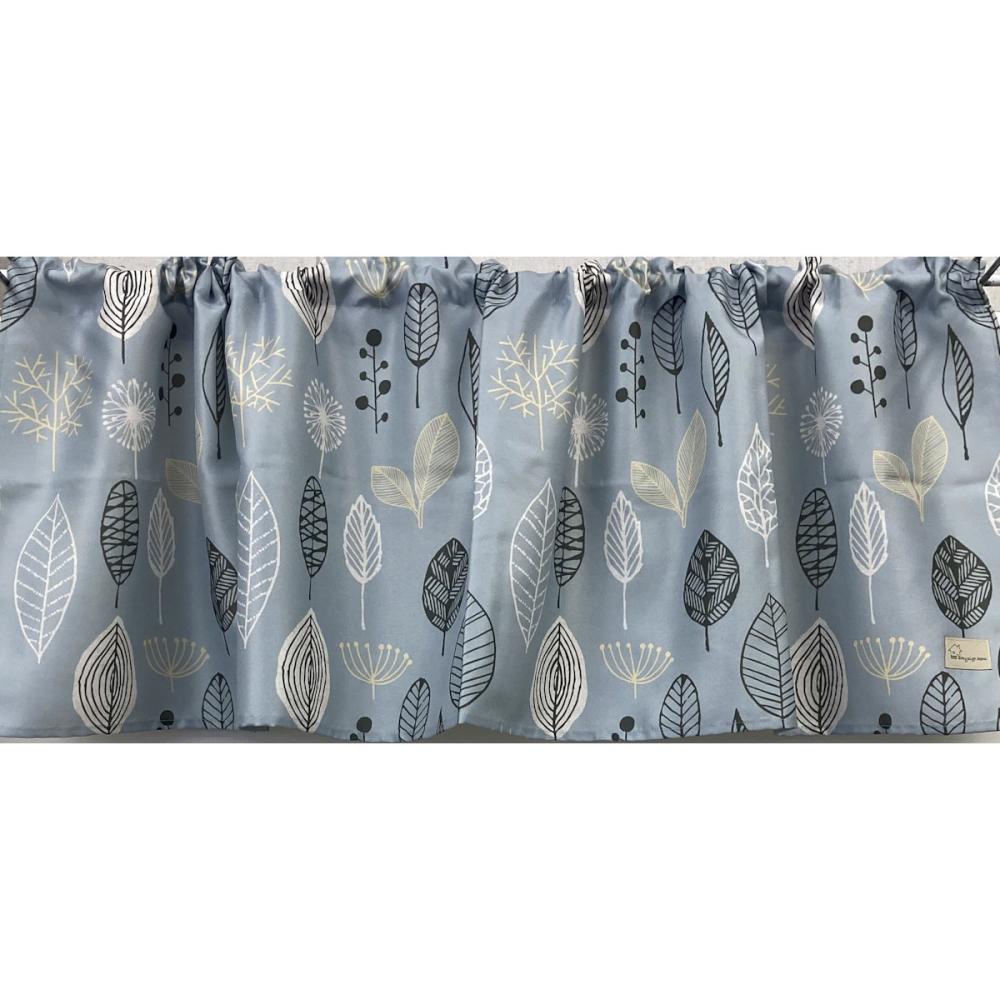 フルネス　防炎北欧カフェカーテン　リーフ　グレー　１００×４５ｃｍ