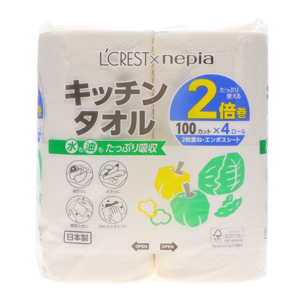 L’CREST(ルクレスト)×nepia キッチンタオル 100カット×4ロール