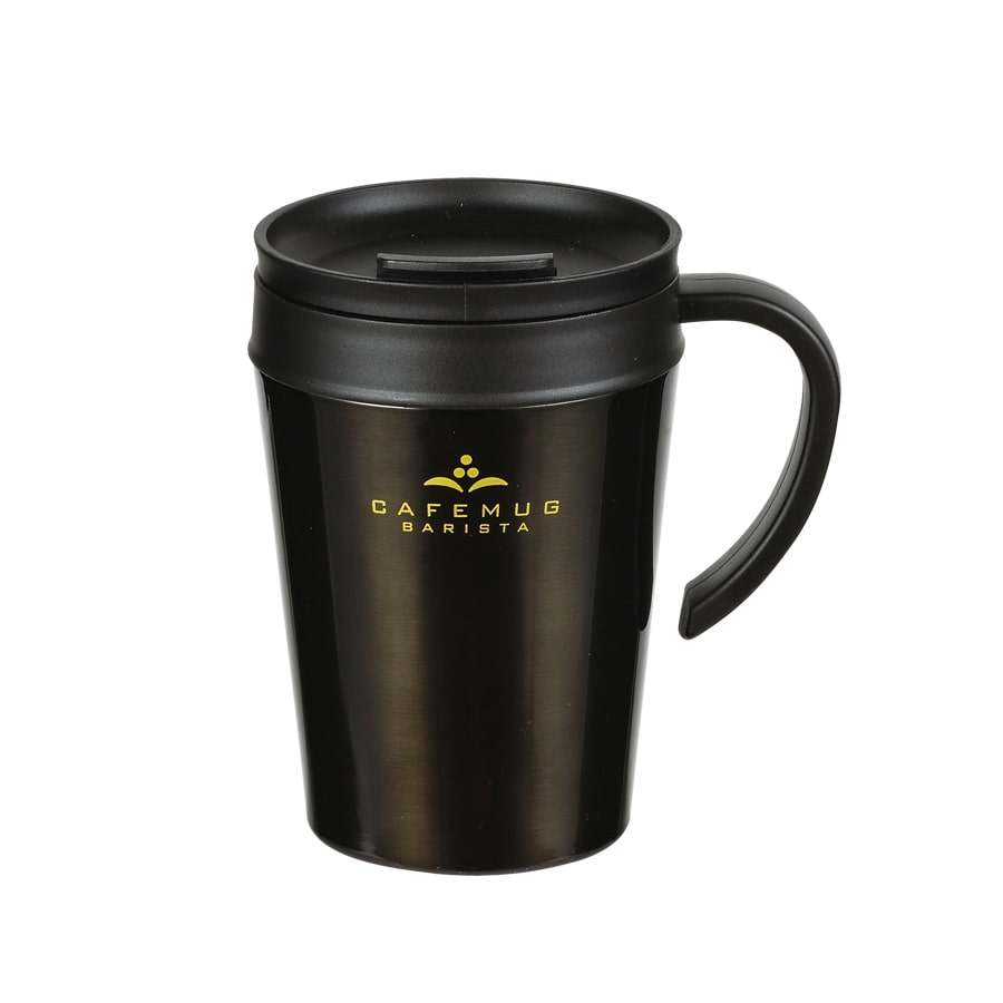 パール金属　カフェマグ　真空蓋付マグカップ　ブラック　４００ｍＬ