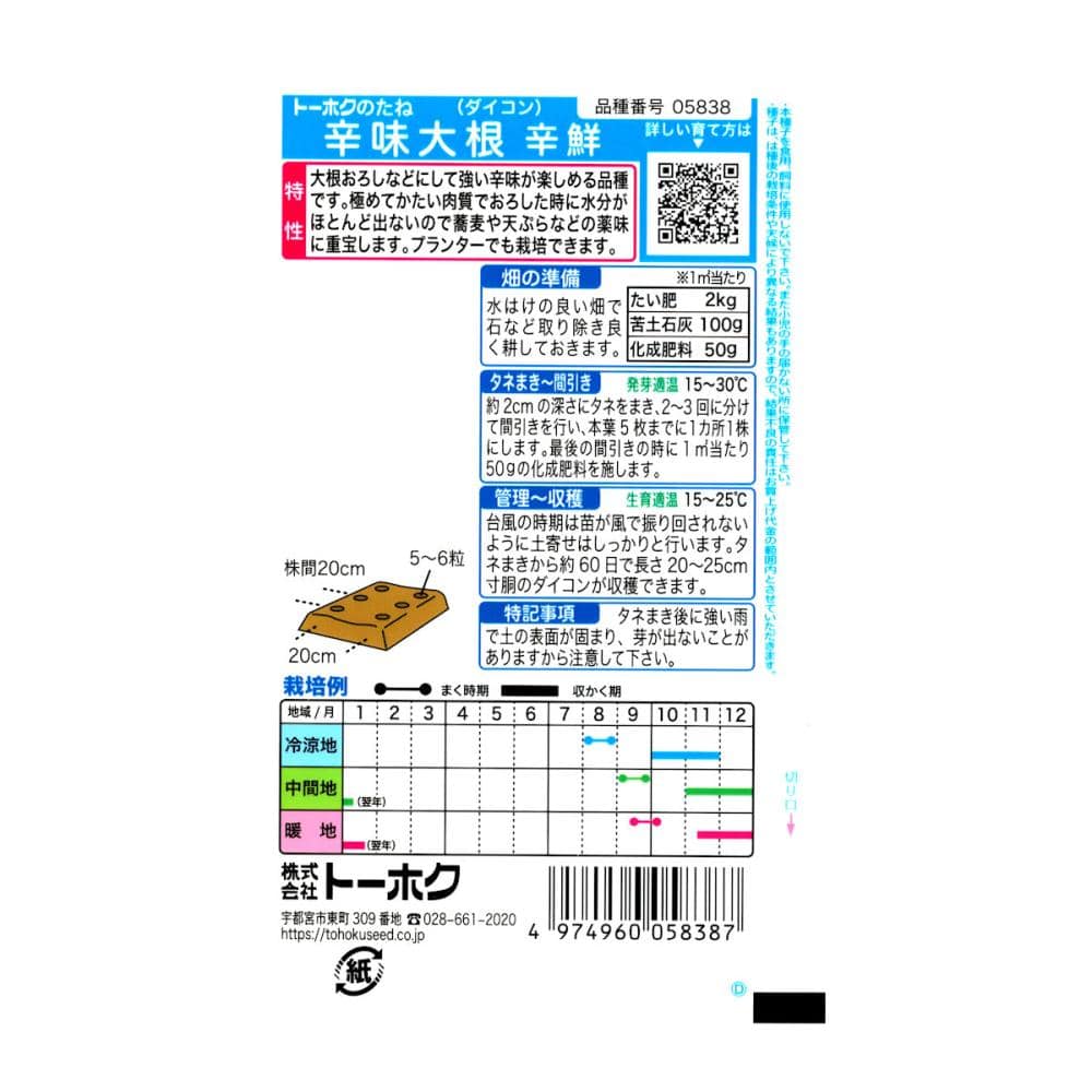 トーホクのたね ダイコン種子 辛味大根 辛鮮 の通販