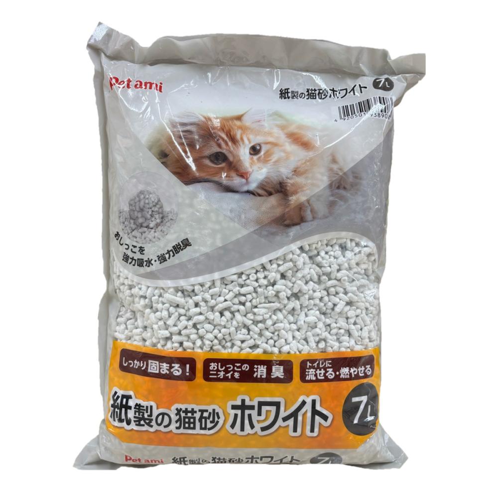 Petami 紙製の猫砂 ホワイト 7L