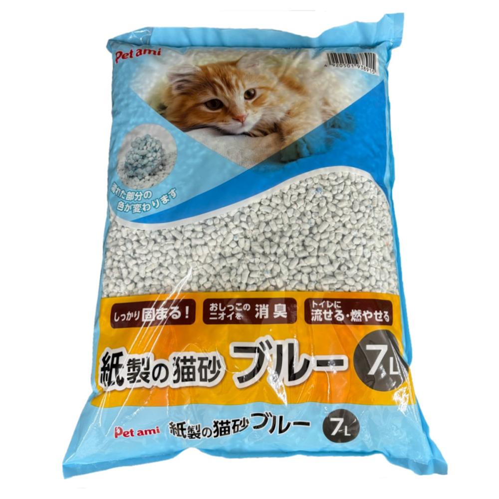 Petami 紙製の猫砂 ブルー 7L