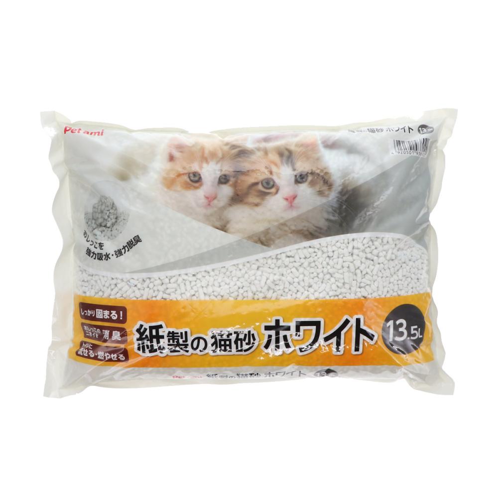Petami 紙製の猫砂 ホワイト 13.5L