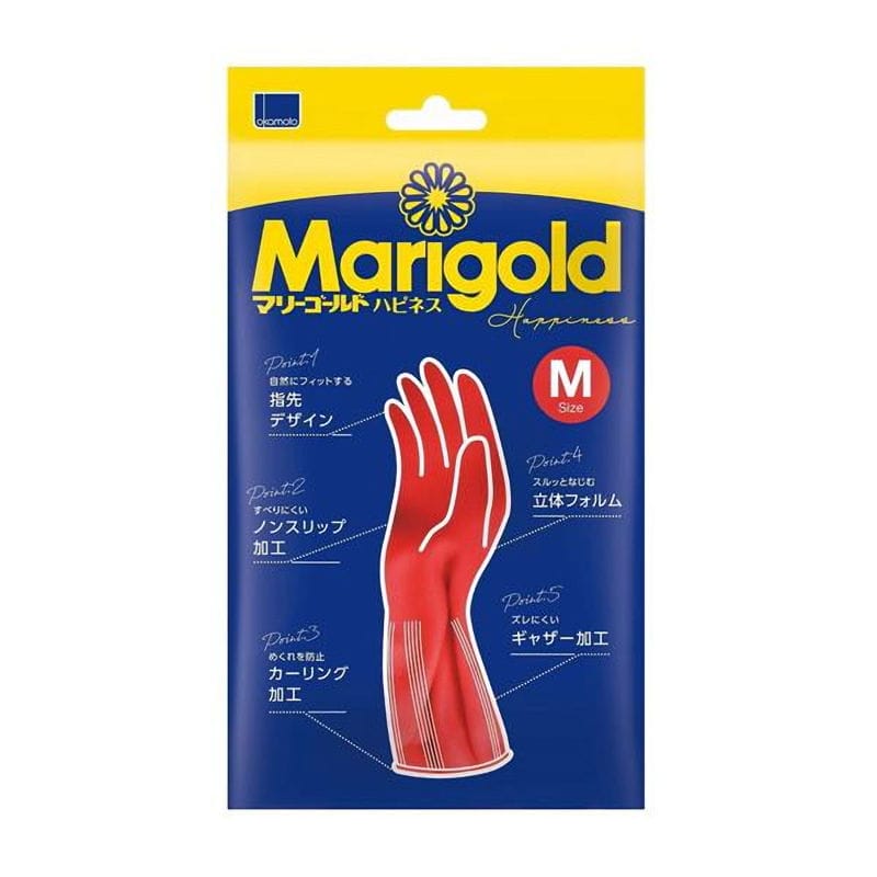 オカモト　ゴム手袋　マリーゴールドハピネス　レッド　Ｍ