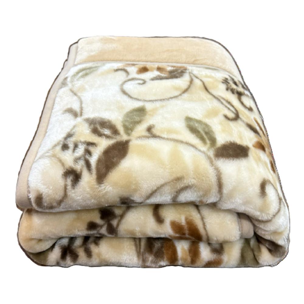 西川　吸湿発熱綿入２枚合わせ毛布　シェンナ　ベージュ　シングル　１４０×２００ｃｍ