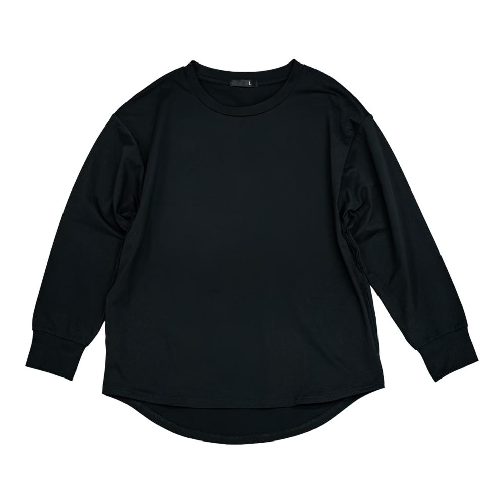 ラウンドヘム長袖Ｔシャツ　黒　Ｍ　１０１１３