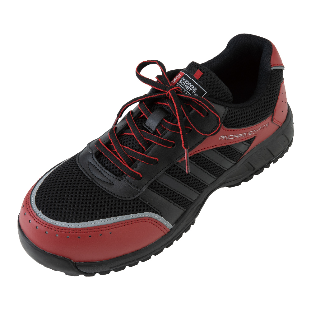 コーコス信岡　セーフティースニーカー　ブラック／レッド　２２．５ｃｍ　Ａ－４４０００