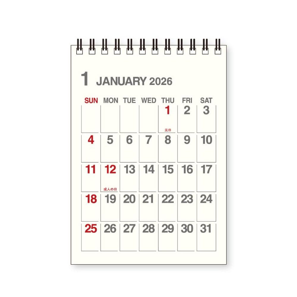 ２０２６年　カレンダー　Ａ６卓上　アイボリー