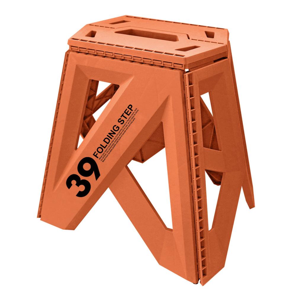 山善　折りたたみ踏み台　セノビーソリッド　高さ４０ｃｍ　オレンジ　ＬＧ３９ＯＲ