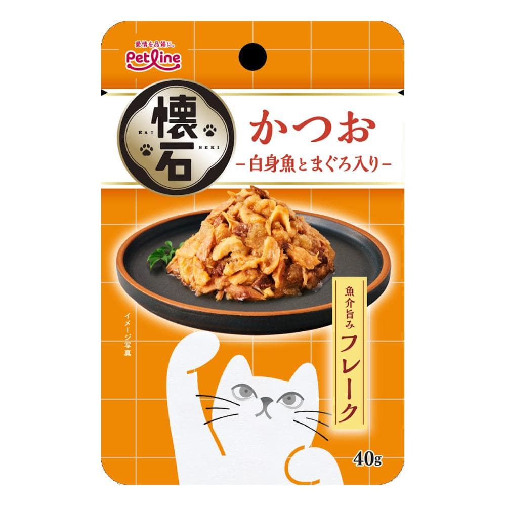 ペットライン 懐石レトルト フレークかつお 白身魚とまぐろ入り 40g