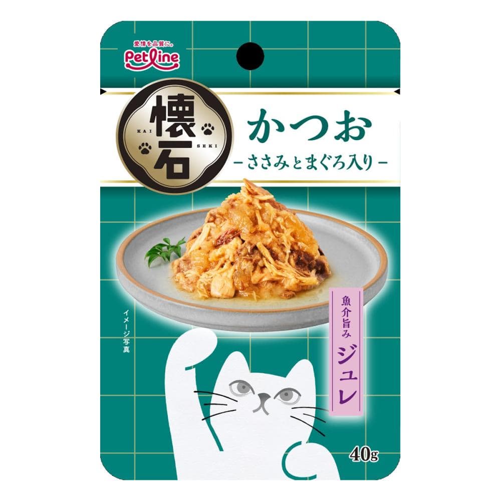 ペットライン 懐石レトルト ジュレ かつお ささみとまぐろ入り 40g