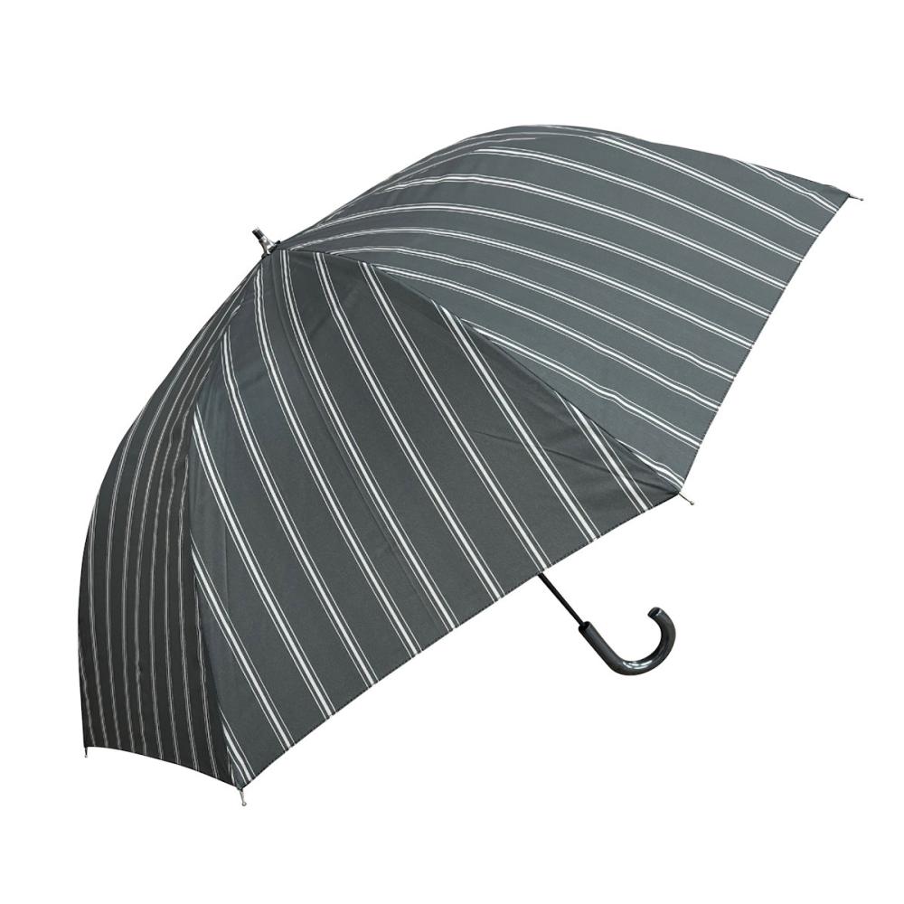 スギハラ　紳士６５ｃｍジャンプ式傘　グラス骨　テーラードストライプ　ブラック