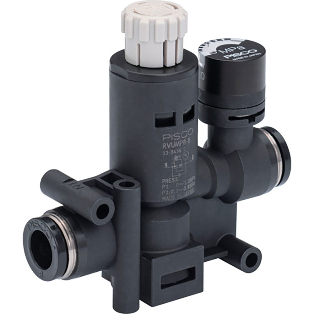 ＰＩＳＣＯ　レギュレータ　プッシュロックタイプ　圧力ゲージ付ユニオン　φ４×φ４　ＲＶＵＭＰ４－４＿