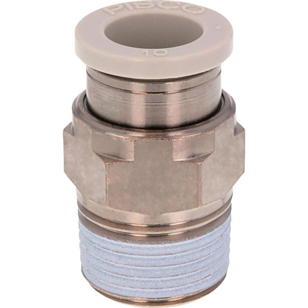 PISCO チューブフィッティング ストレート 適合外径10mm 接続口径R3/8 ライトグレー _