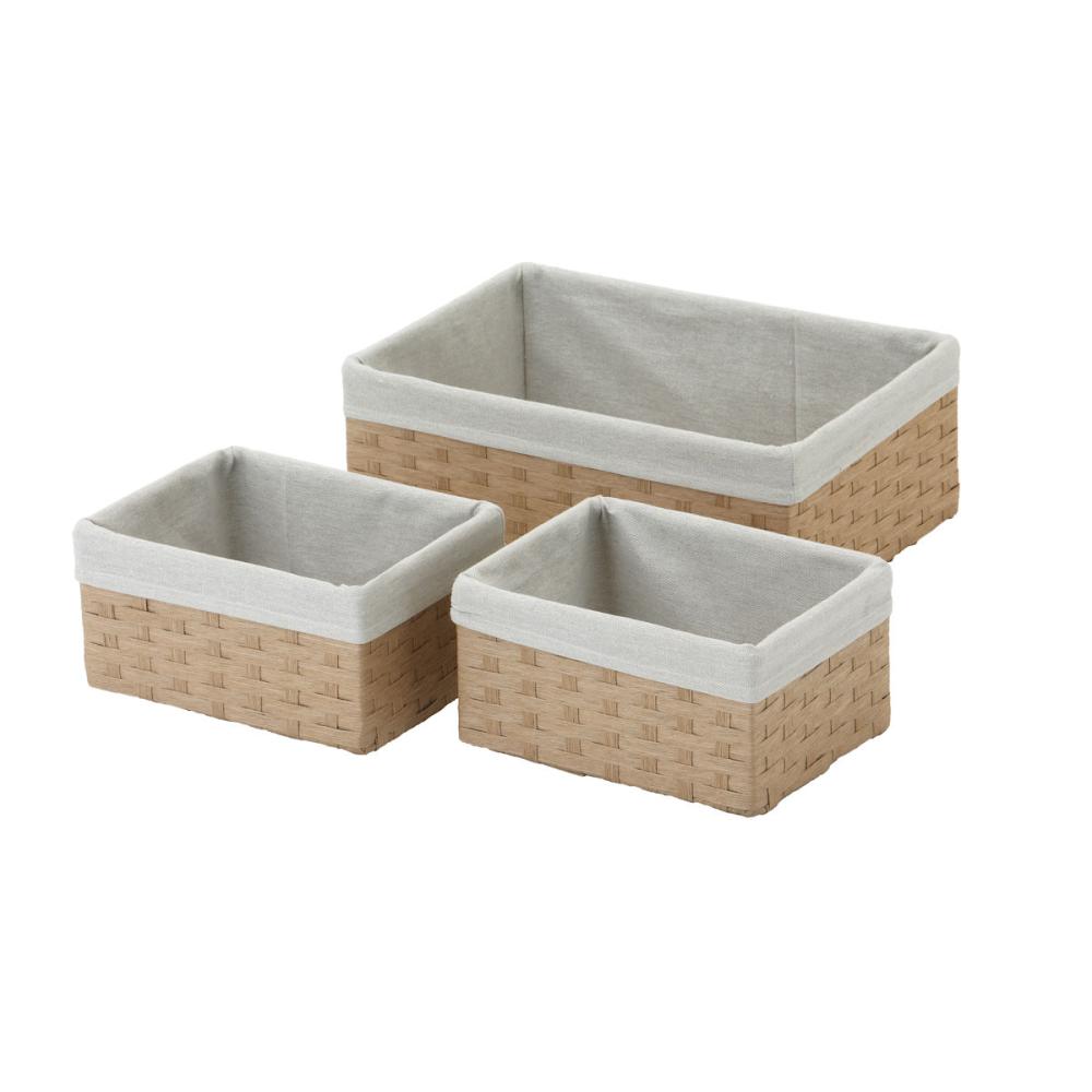 アテーナライフ　ペーパーバスケット３点セット　ハーフ　ベージュ