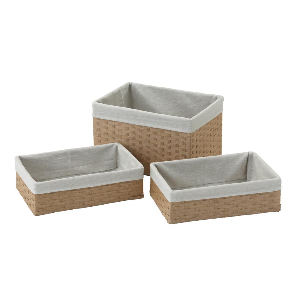 アテーナライフ　ペーパーバスケット３点セット　レギュラー　ベージュ