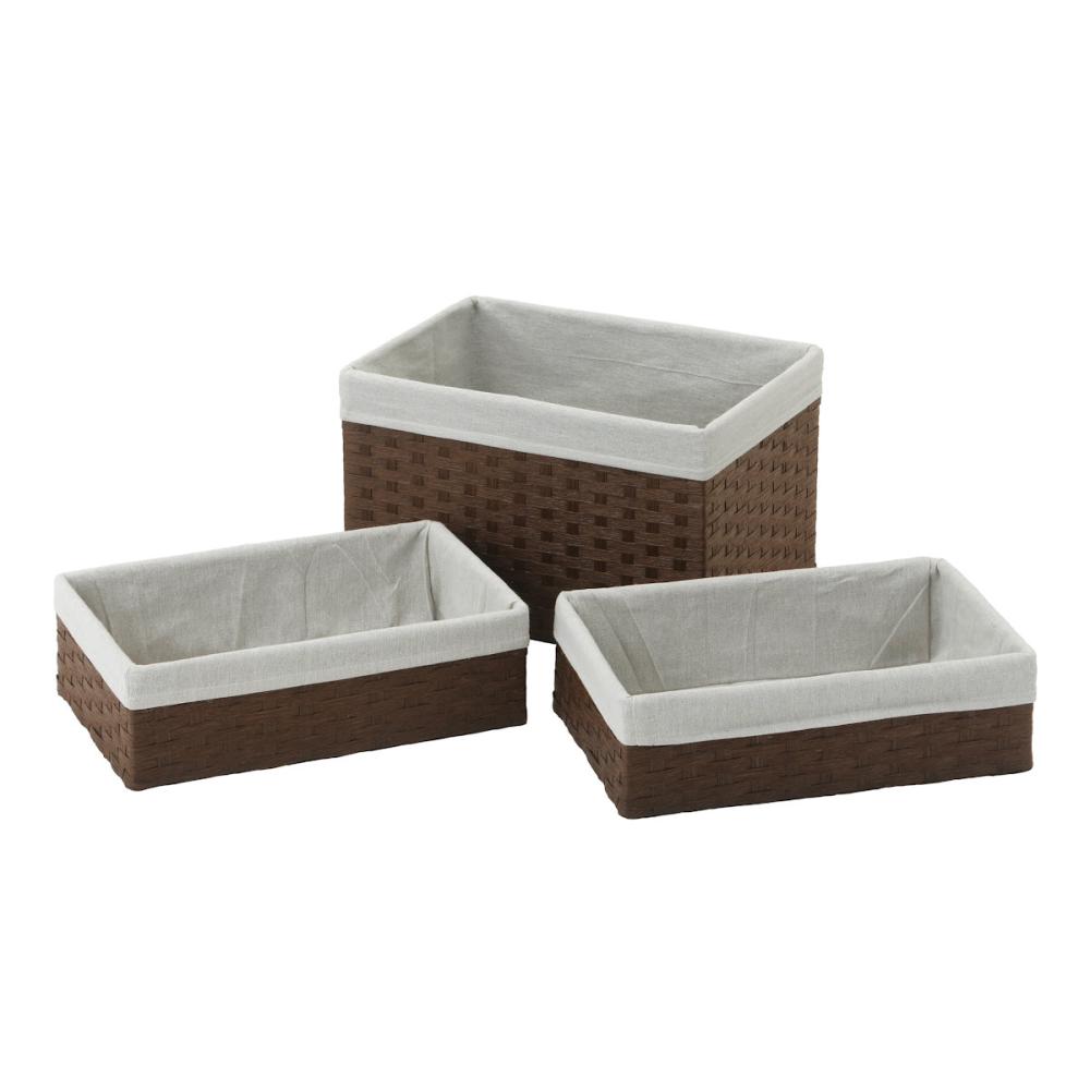 アテーナライフ　ペーパーバスケット３点セット　レギュラー　ブラウン