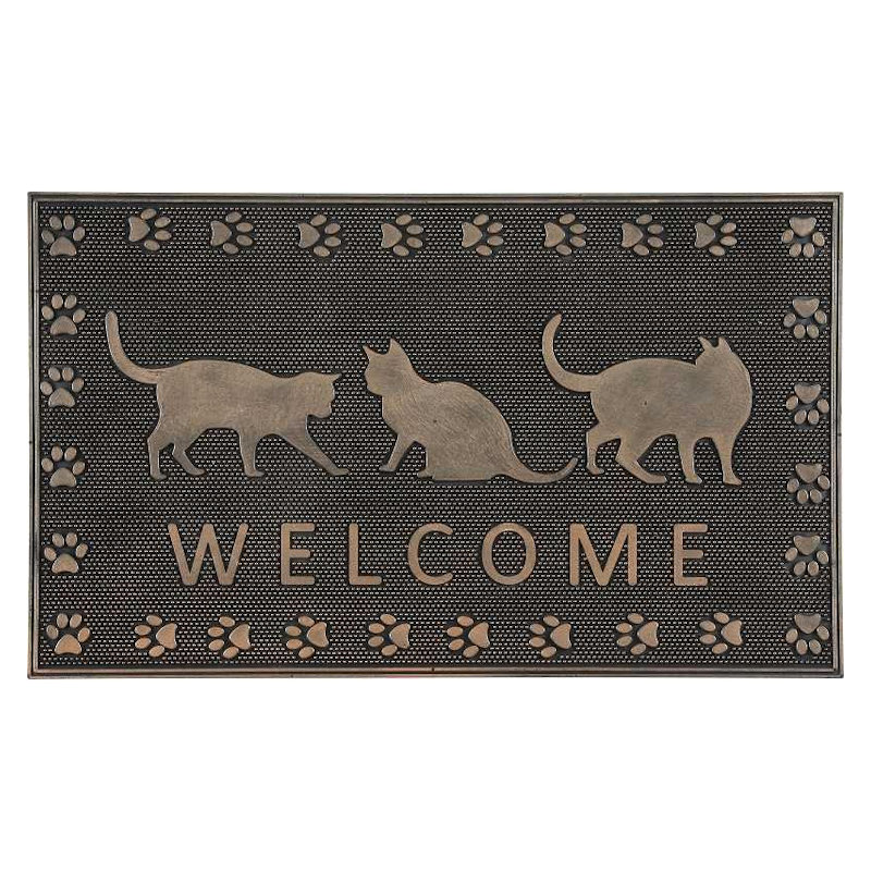 不二貿易　玄関用ラバーマット　ウェルカム　キャット