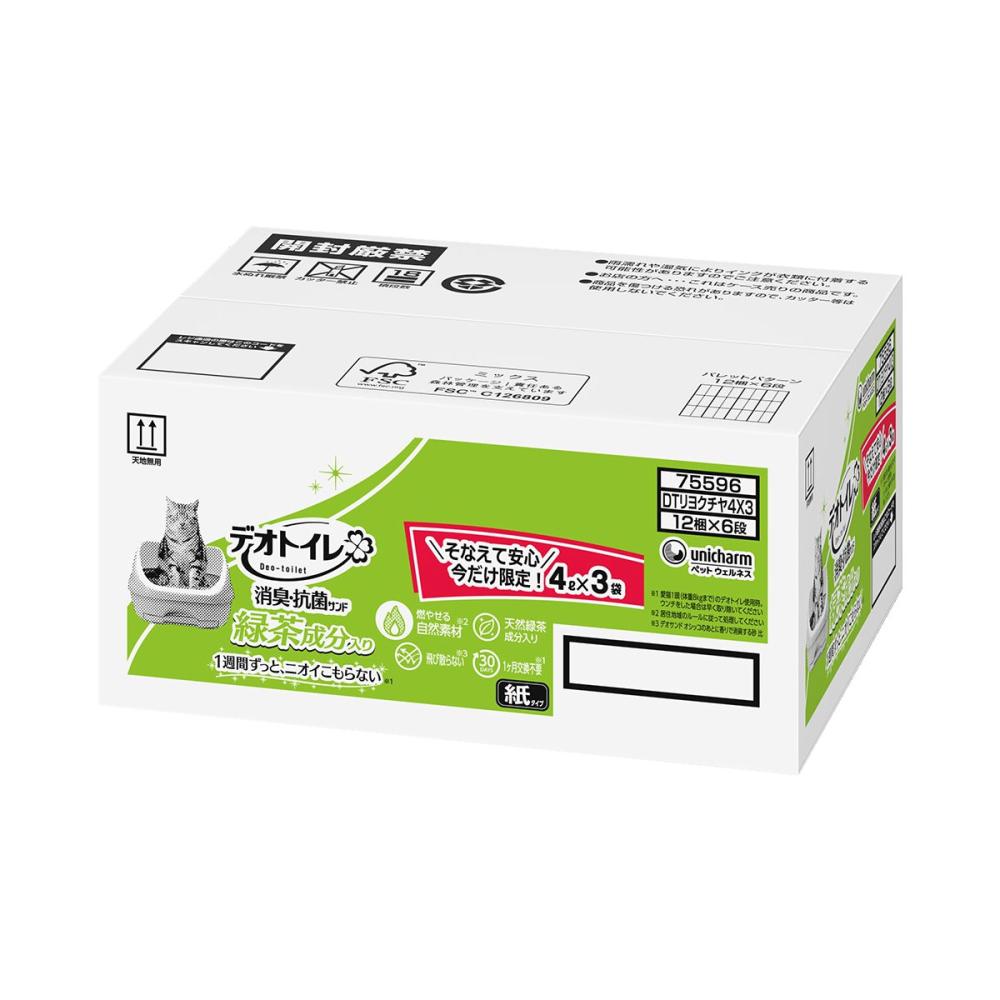 デオトイレ　緑茶成分入り　消臭・抗菌サンド　４Ｌ×３袋