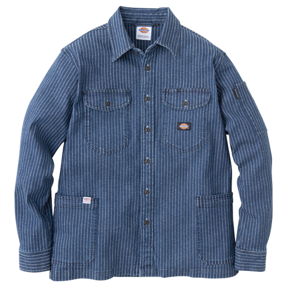 ディッキーズ ストレッチウォバッシュ シャツジャケット ライトインディゴ 3XL D-698