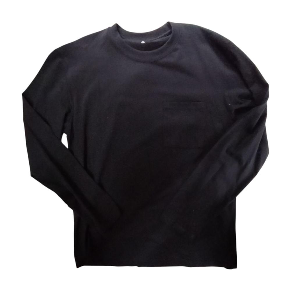 コメリ　タフ衿コットンデイリーＴシャツ　長袖　ブラック　Ｌ