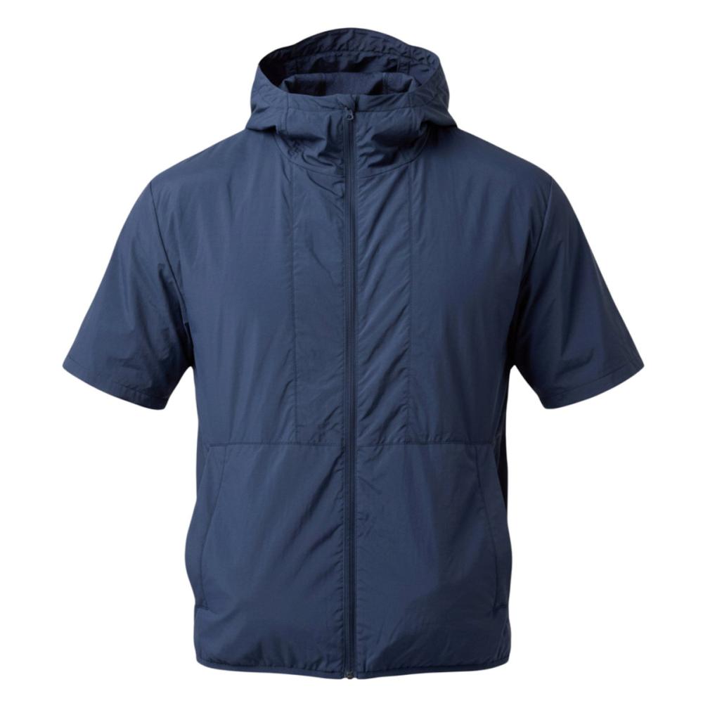 【先行予約】　ｖａｌｂｏｒｄｅｒ（ヴァルボーダー）　ファンが取り付けられるウェア　超軽量冷感ナイロンジャケット半袖　ネイビー　３Ｌ　【申込期限：３月３１日】