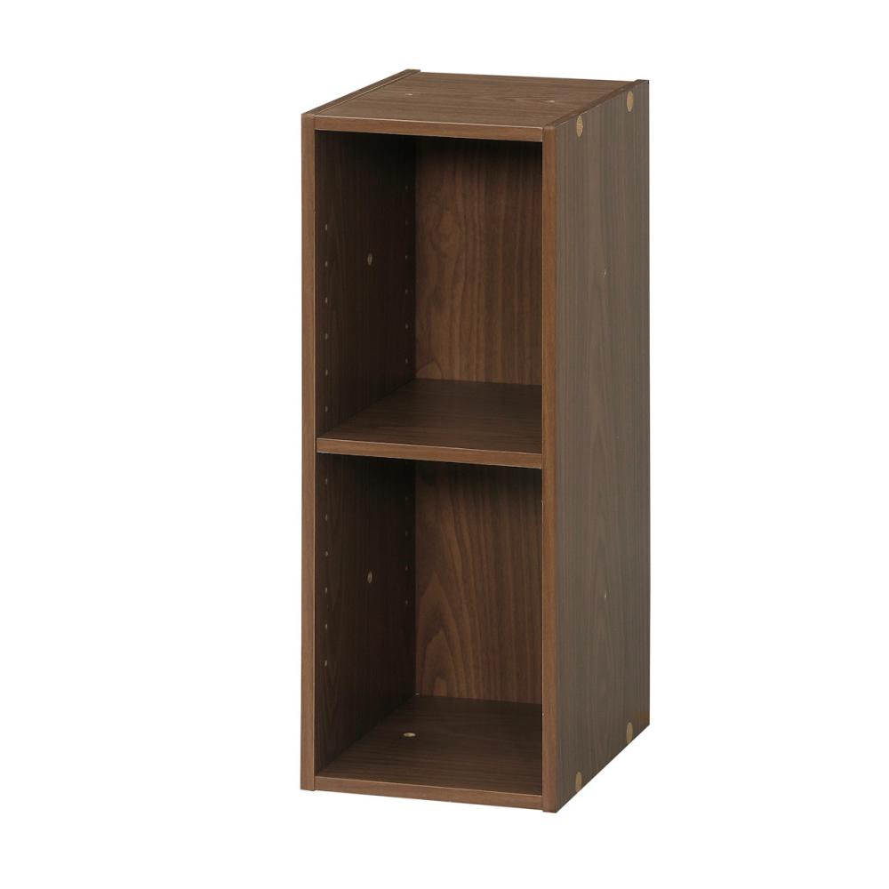 アテーナライフ　積み重ねできるカラーボックス　スリム２段　ブラウン