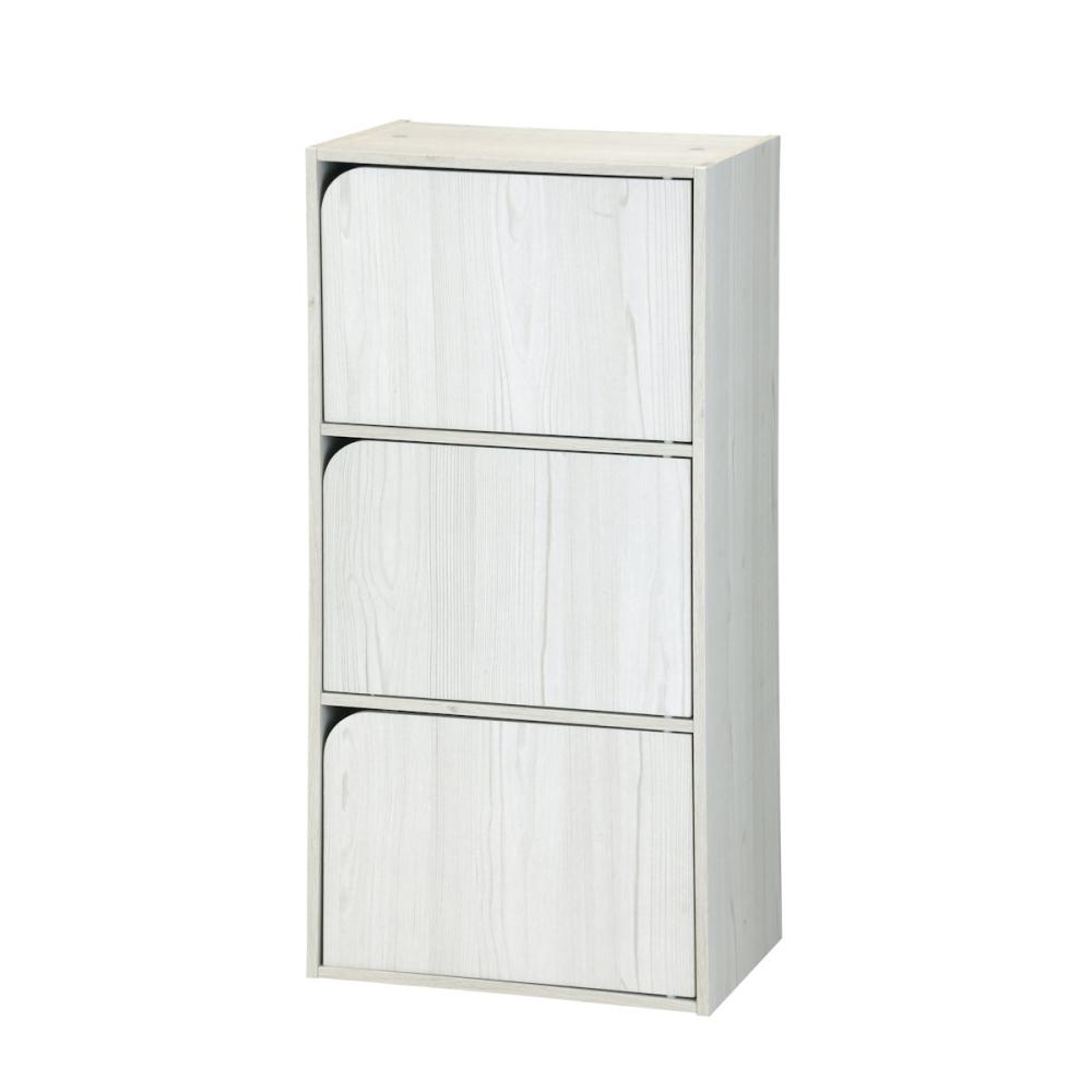 アテーナライフ　積み重ねできるカラーボックス　扉付き３段　ホワイト