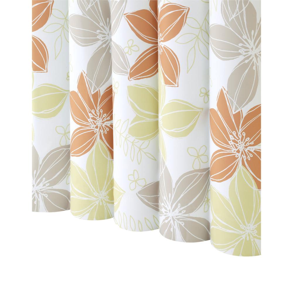 ドレープカーテン　ブルーメン　オレンジ　遮光２級　１００×１７８ｃｍ　２枚組