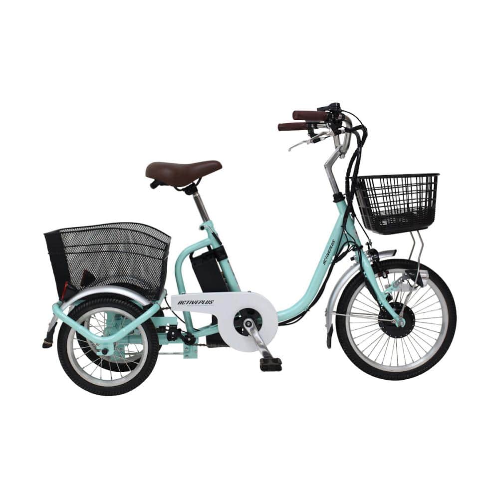 【先取り福袋企画】　ノーパンク　ロータイプ　電動アシスト三輪自転車　アクティブプラス　ライトグリーン