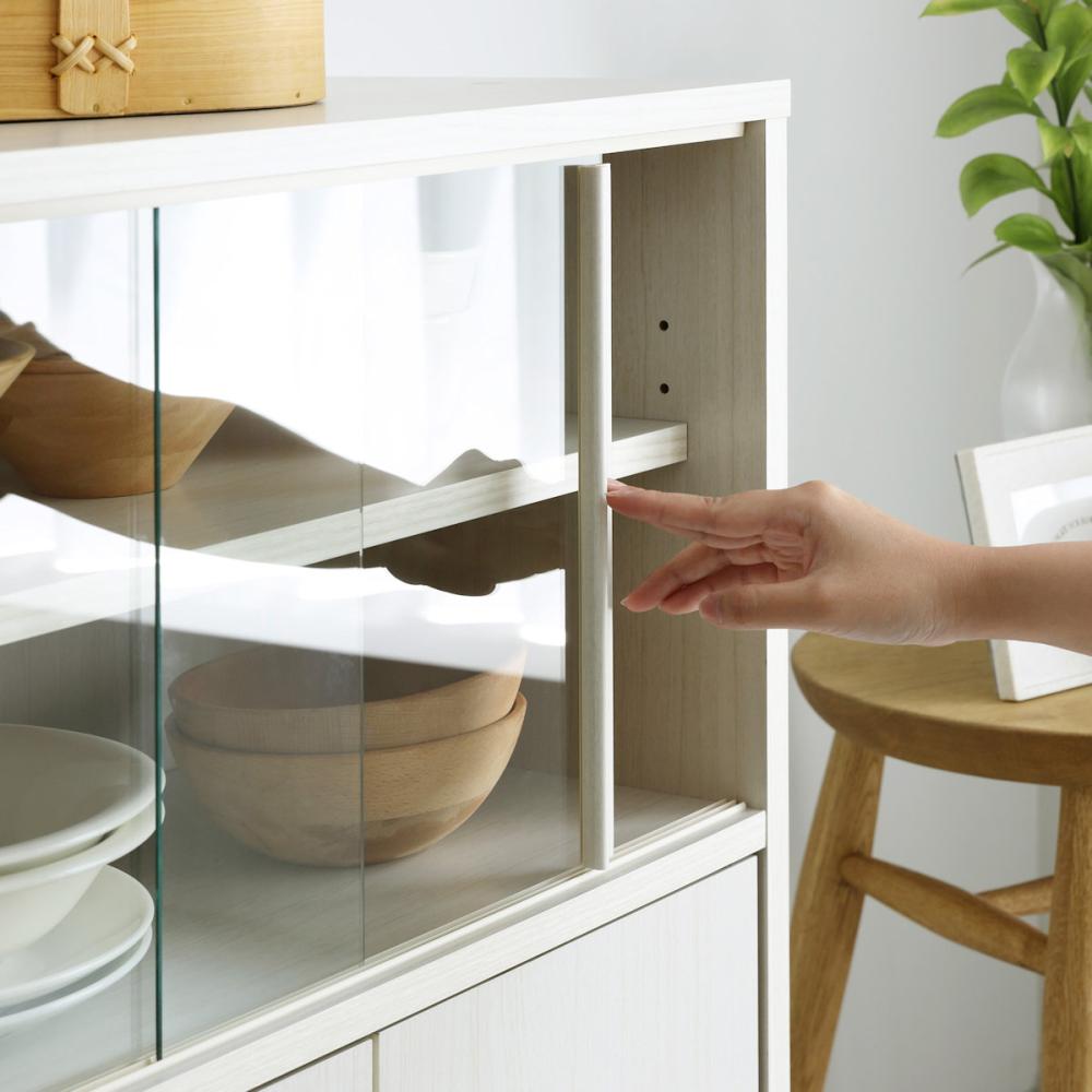 白井産業 食器棚 フルニコ ホワイト 幅56．6×高さ80×奥行29