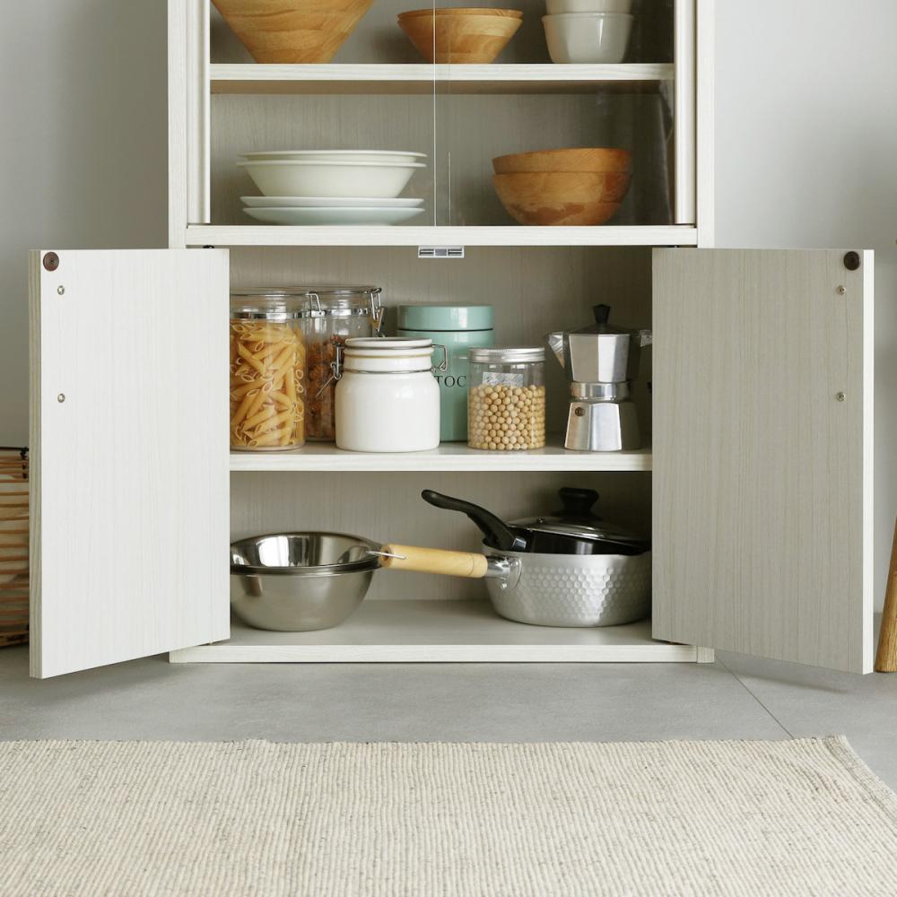 白井産業 食器棚 フルニコ ホワイト 幅56．6×高さ80×奥行29