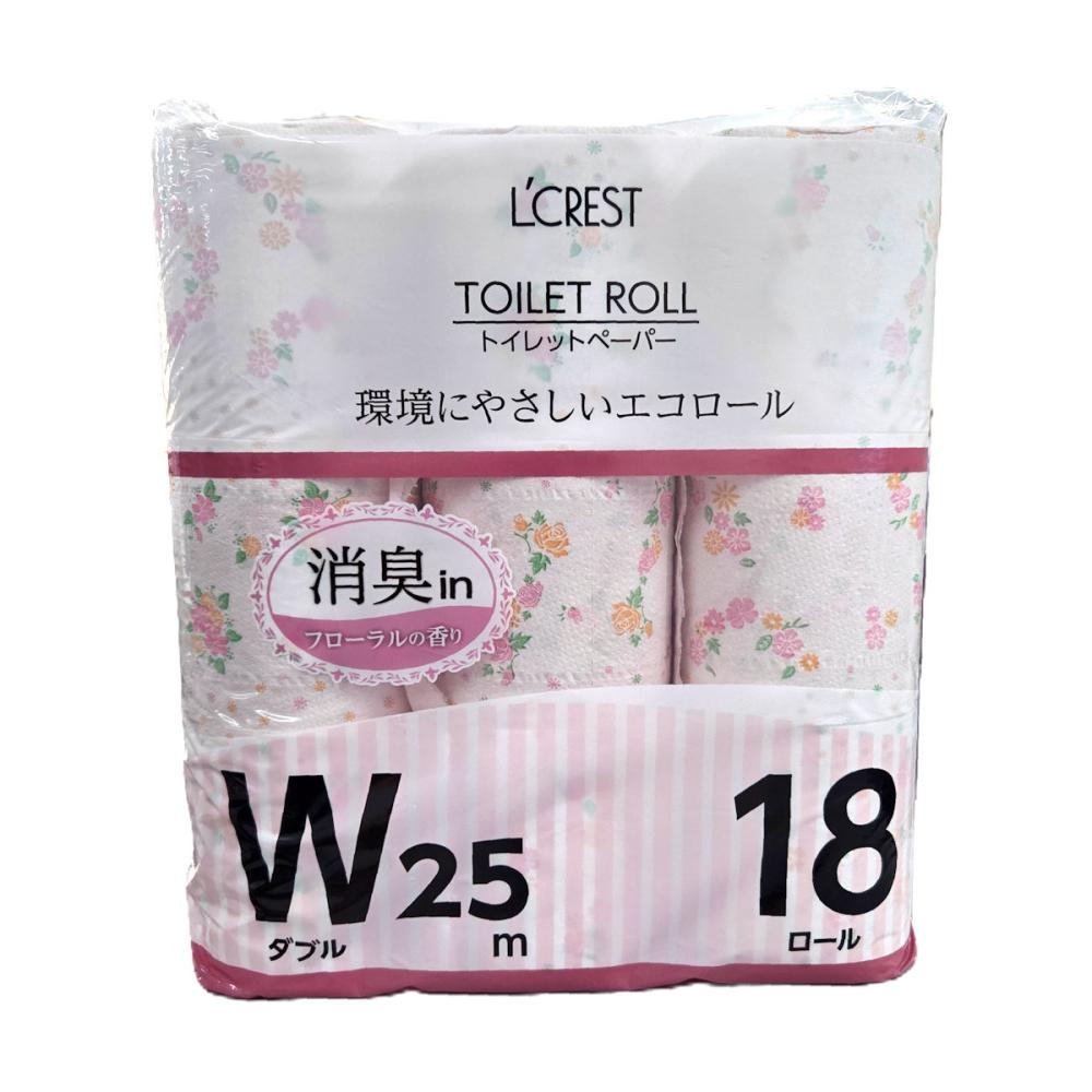Ｌ’ＣＲＥＳＴ（ルクレスト）　消臭トイレットロールダブル　フローラルの香り　２５ｍ巻　１８ロール