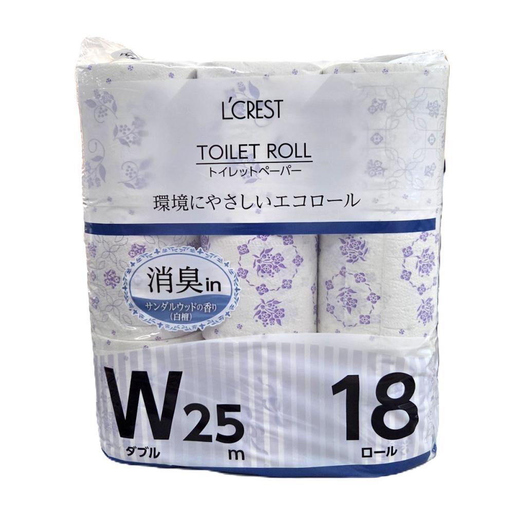 Ｌ’ＣＲＥＳＴ（ルクレスト）　消臭トイレットロールダブル　サンダルウッドの香り　２５ｍ巻　１８ロール