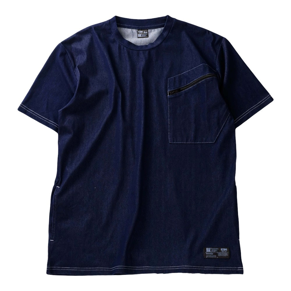 コトブキニット　接触冷感　デニム半袖Ｔシャツ　インディゴ　Ｍ　５００４