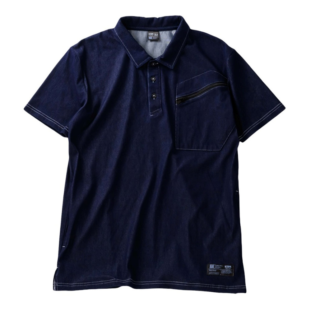 コトブキニット　接触冷感　デニム半袖ポロシャツ　インディゴ　Ｌ　５００６