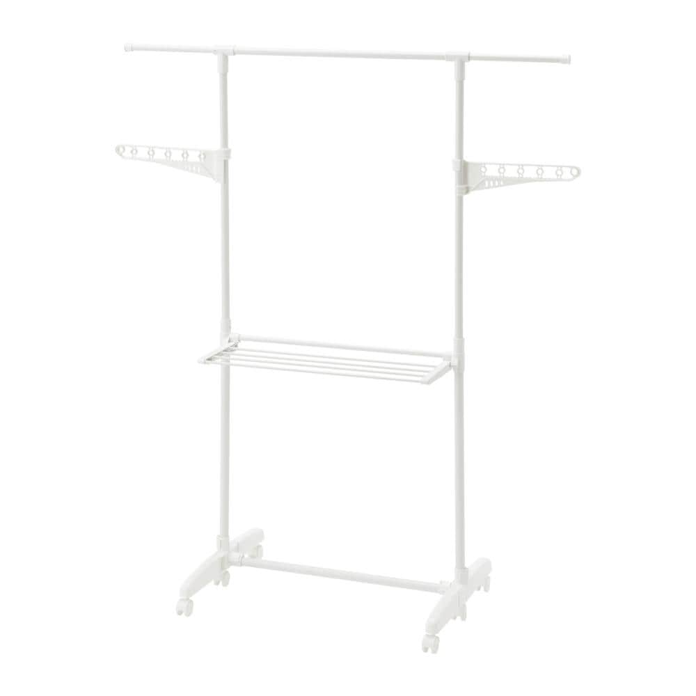アテーナライフ　キャスター付き　Ｉ型伸縮室内物干し　ホワイト