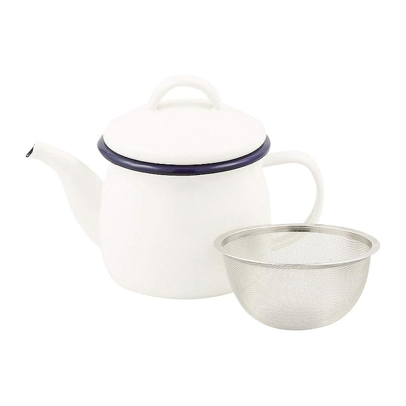 パール金属　ホーローティーポット（茶こし付）５８０ｍｌ　ＷＨ