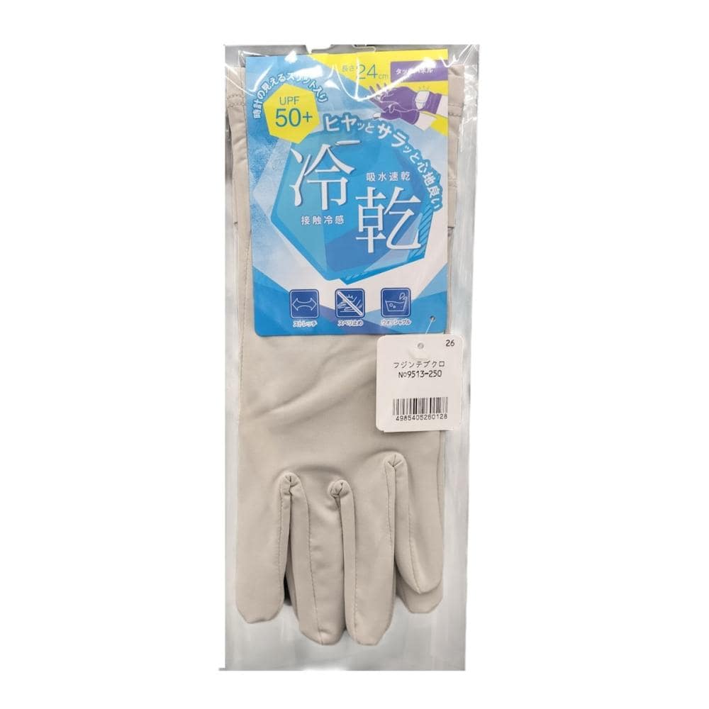 婦人ＵＶ手袋　接触冷感＆吸汗速乾　ウォッチリスト　五指手袋