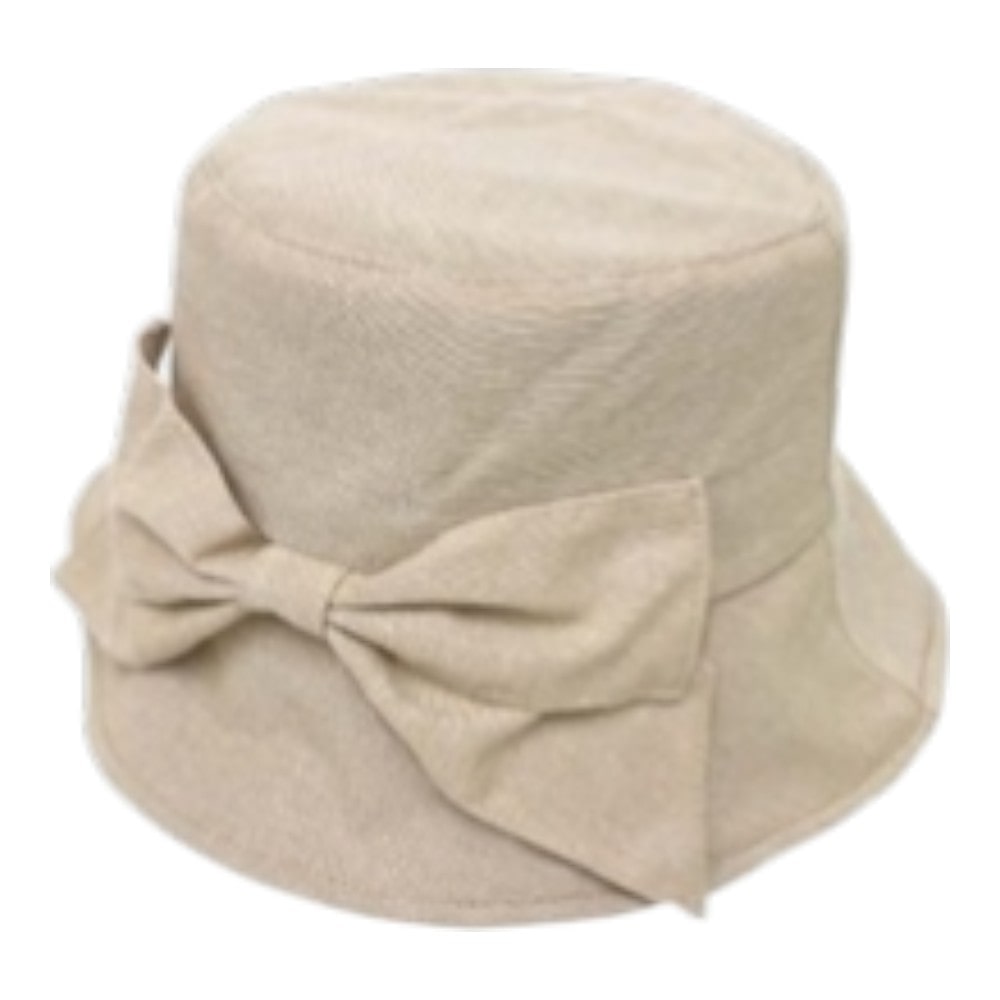 ヒヤロン　婦人帽子　広ツバ　リボン　ベージュ