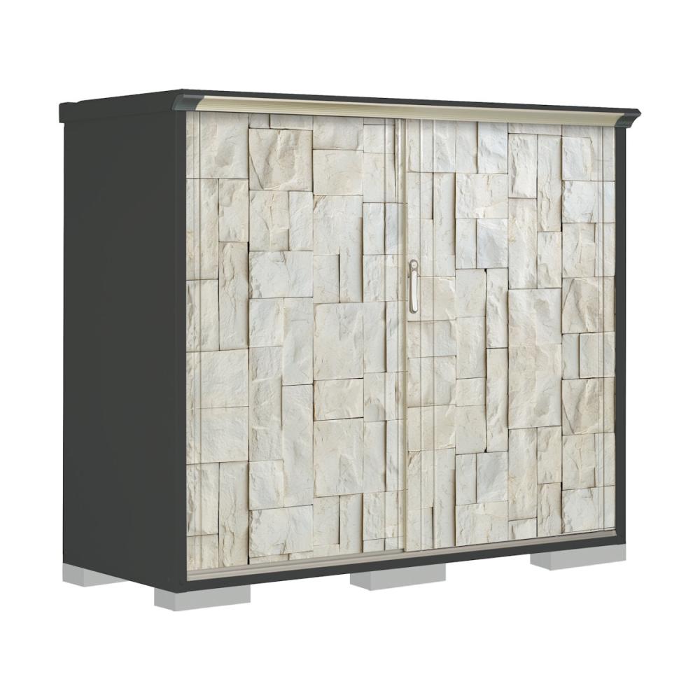 タクボ物置　ペインタ　（ＧＰ）　本体アイボリーブラック　間口１８８×奥行７５×高さ１６０ｍｍ　全面棚タイプ　ＷＴグレー　ＰＹ－１９７ＢＦＥ４