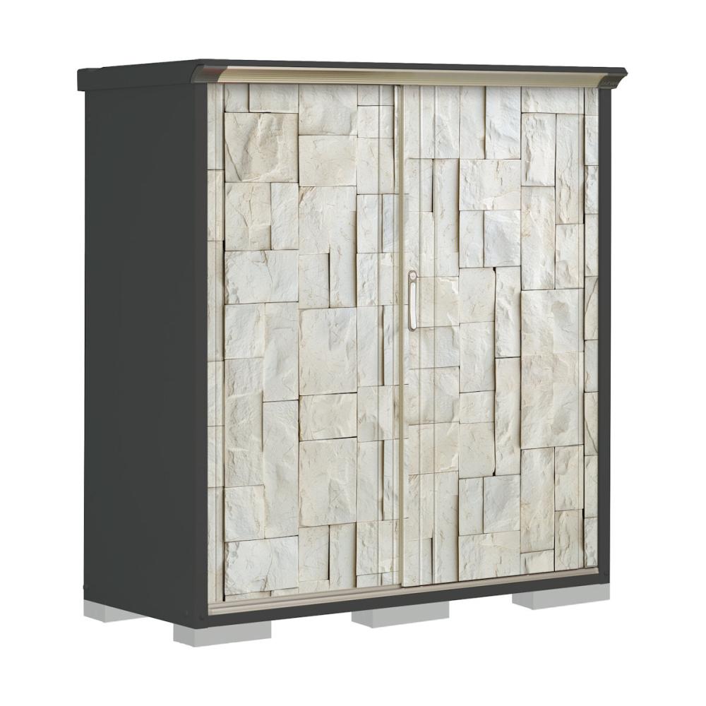 タクボ物置　ペインタ　（ＧＰ）　本体アイボリーブラック　間口１５０×奥行６５×高さ１６０ｍｍ　全面棚タイプ　ＷＴキャメル　ＰＹ－１５６ＢＦＥ５