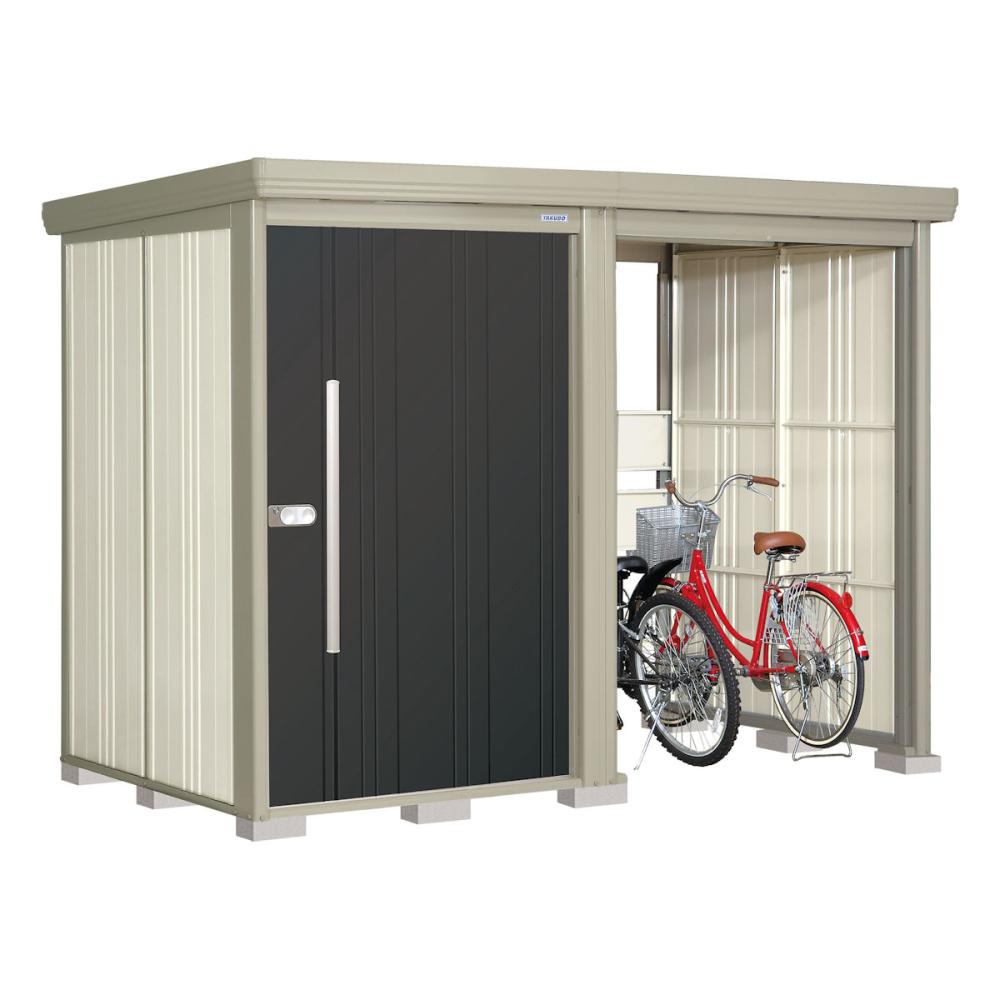 タクボ物置　Ｍｒ．ストックマン　プラスアルファ　間口２８３×奥行１５９ｃｍ　駐輪部間口１５０ｃｍ　多雪型・結露減少屋根　アイボリーブラック　ＴＰ－ＳＺ２８１５Ａ