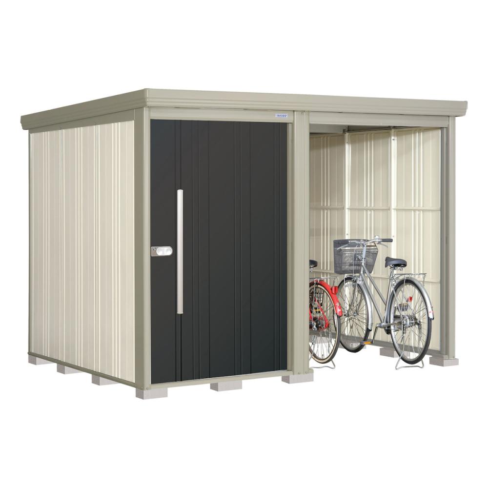 タクボ物置　Ｍｒ．ストックマン　プラスアルファ　間口２８３×奥行２２９ｃｍ　駐輪部間口１５０ｃｍ　一般型・結露減少屋根　アイボリーブラック　ＴＰ－Ｚ２８２２Ａ