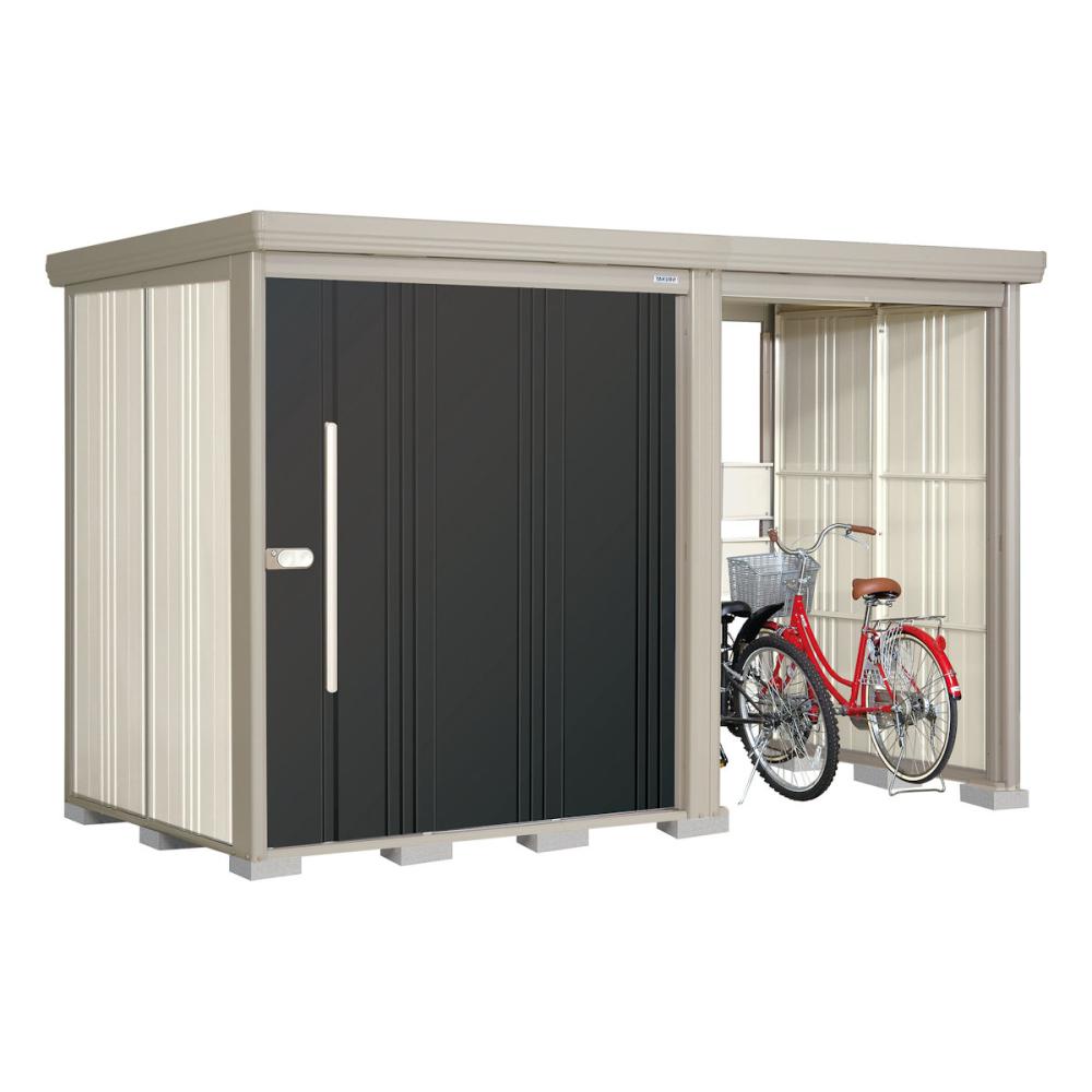 タクボ物置　Ｍｒ．ストックマン　プラスアルファ　間口３３５×奥行１５９ｃｍ　駐輪部間口１５０ｃｍ　多雪型・標準屋根　アイボリーブラック　ＴＰ－Ｓ３３１５Ａ